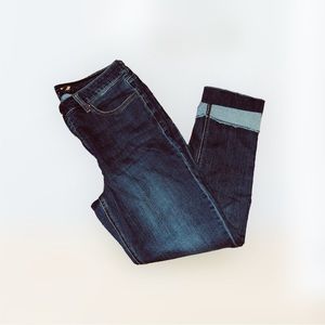 Seven7 Sz 14 High Rise Slim Straight Jeans w/Raw Hem at Ankles